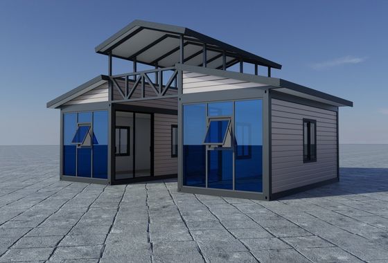 高級モバイル拡張可能プレハブハウス ガラスカーテンウォール PUパネル ビーチリゾート 住宅